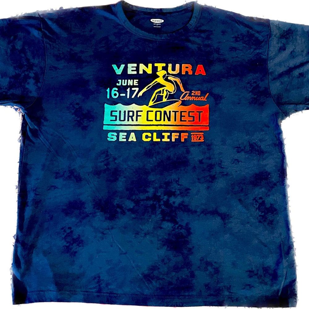 Old Navy Ventura Sea Cliff Surf Contest Tie Dye T Shirt, Large